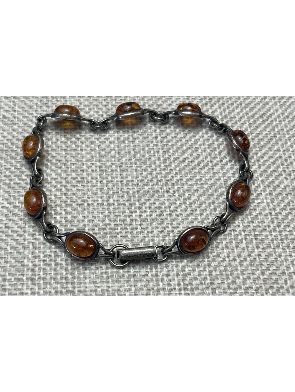 Vintage Baltic Amber 925 Sterling Silver Bracelet 7.5 Butterscotch Honey